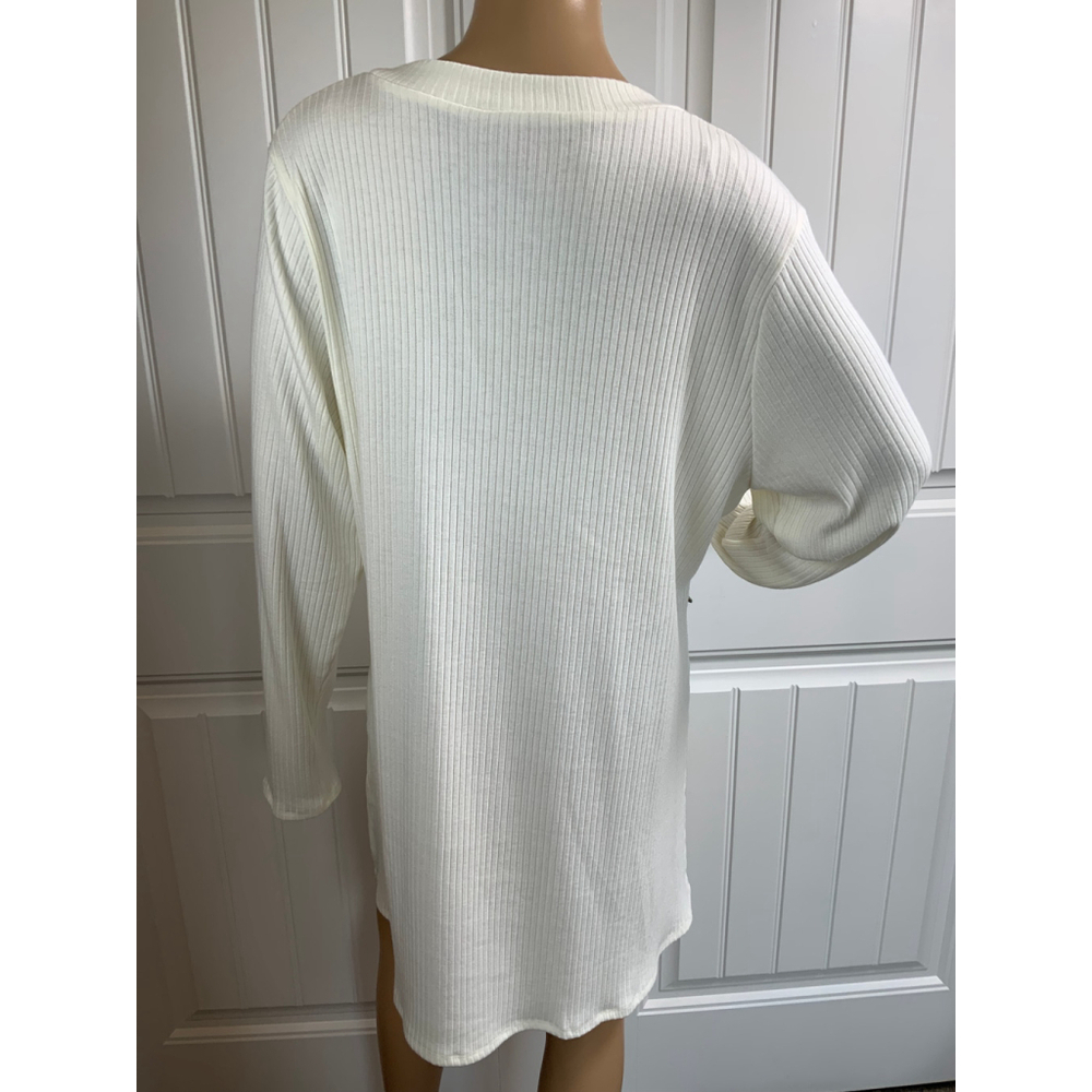 Vince Camuto Women's Open Front Cardigan Sz XL Off White Ribbed Knit V-Neck Boho - Picture 11 of 14